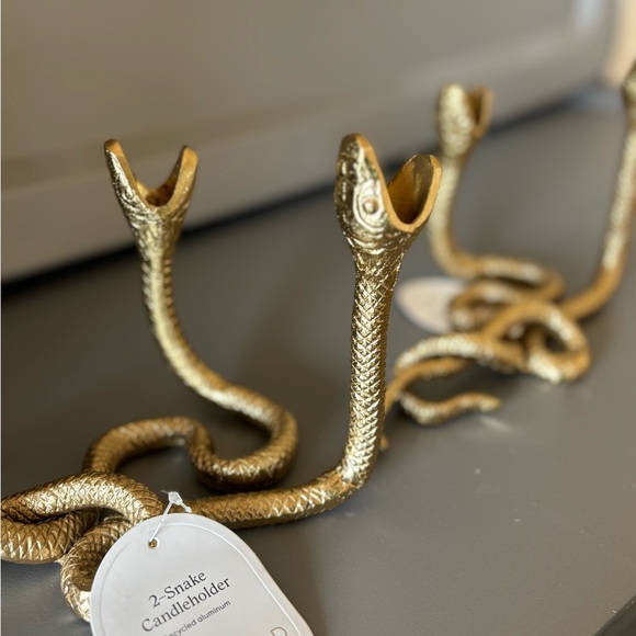 Threshold Other - Gold Two headed Snaked Taper Candle Stand Holder -NWTS - Threshold